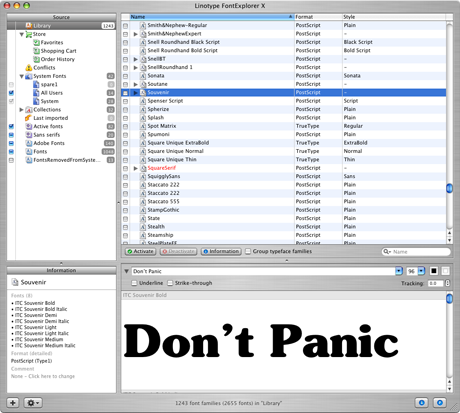 FontExplorer X active window